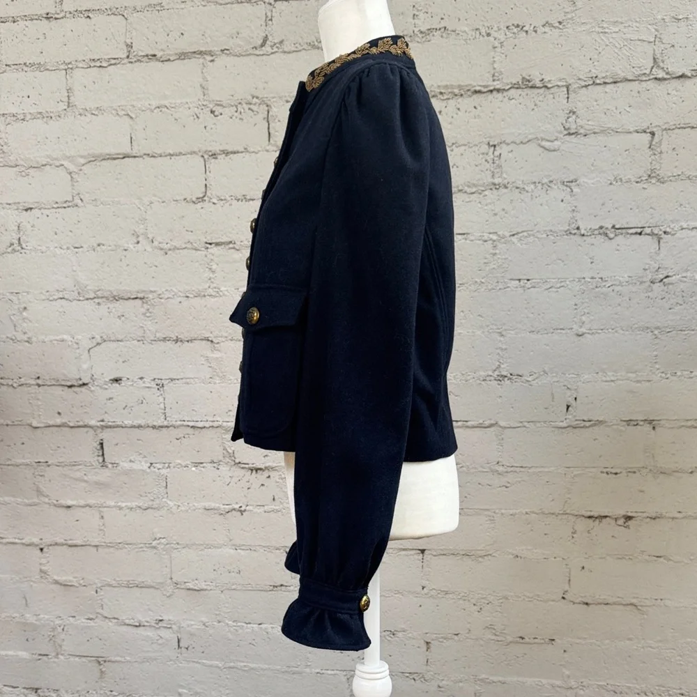 Free People Wool Regan Puff Sleeve Military Jacket Blazer Size S - Picture 4 of 14